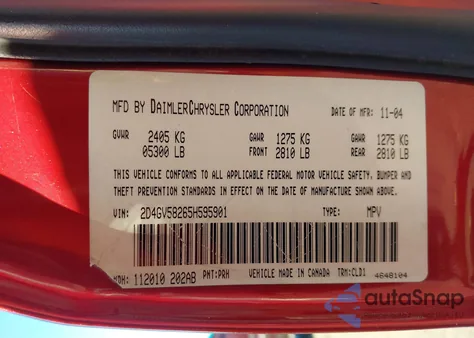 2005 Dodge Magnum Rt z USA, uszkodzony, nr VIN 2D4GV58265H595901